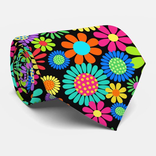 Cravate Motif d'alimentation Fleur Fleur Faisée Retro (Roulé)