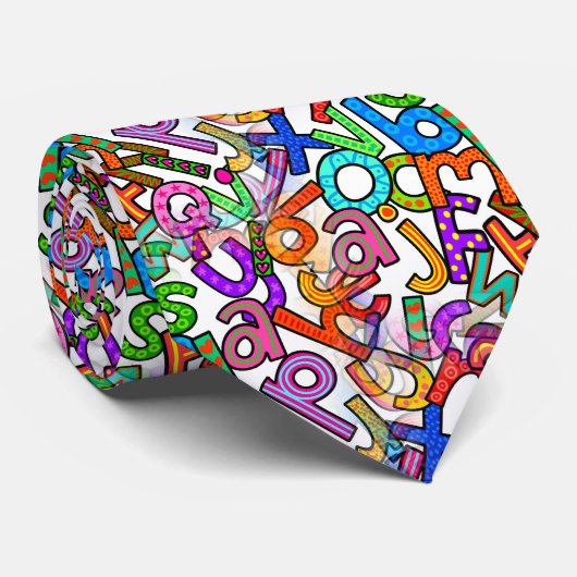 Cravate Motif d'alphabet minuscule Doodle (Roulé)