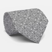 Cravate Motif Damas médiéval, gris argenté (Roulé)