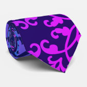 Cravate Motif Damas rose bleu vert (Roulé)