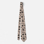 Cravate Motif damassé à fleurs noires et brunes (Dos)