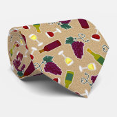 Cravate Motif d'amateur de vin (Roulé)