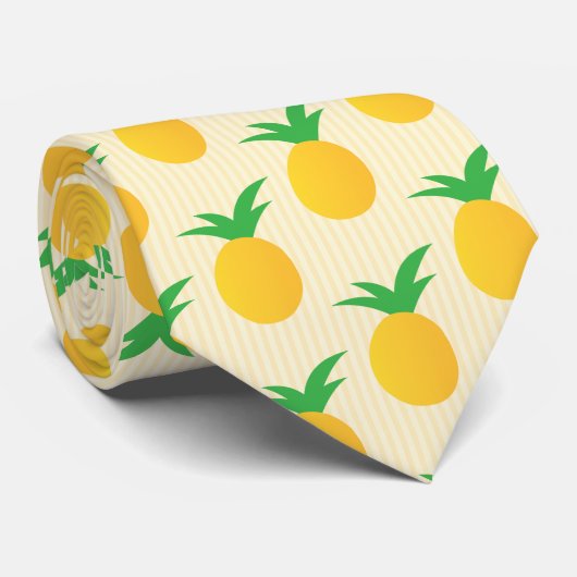 Cravate Motif d'ananas jaune vif (Roulé)