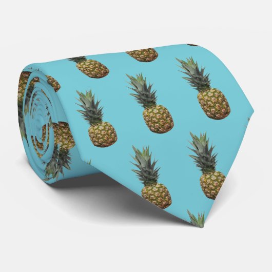 Cravate Motif d'ananas Robin Egg Blue Tropical Tiki Cravat (Roulé)