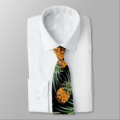 Cravate Motif d'ananas tropical sur noir (Attaché)