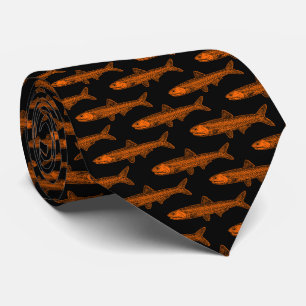 Cravate Motif d'anchois - orange et noir