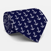 Cravate Motif d'Ancres nautiques en bleu marine (Roulé)