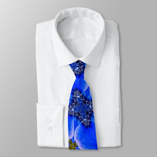 Cravate Motif d'anémone du Jardin bleu (Attaché)