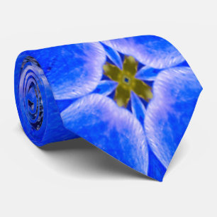 Cravate Motif d'anémone du Jardin bleu