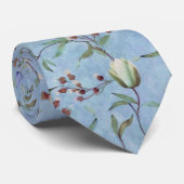 Cravate Motif d'anémones de tulipes bleues et blanches (Roulé)