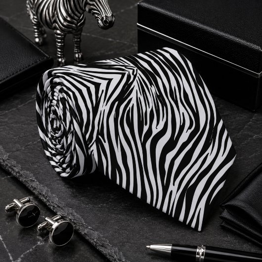 Cravate Motif d'animal sauvage zèbre classique