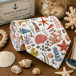 Cravate Motif d'animaux marins à l'aquarelle