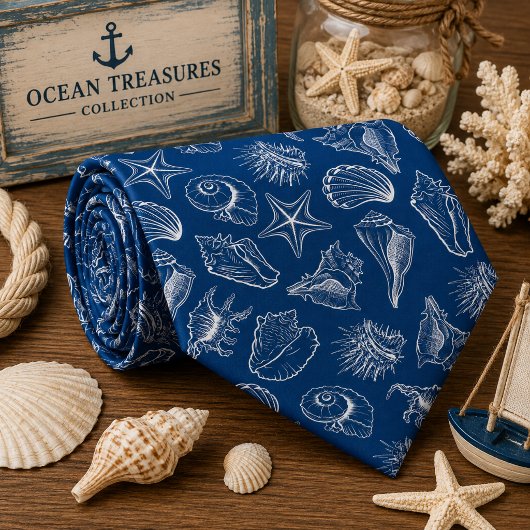 Cravate Motif d'animaux marins à l'aquarelle