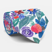 Cravate Motif d'aquarelle aux fraises florales (Roulé)