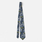 Cravate Motif d'aquarelle de fleurs bleues (Dos)