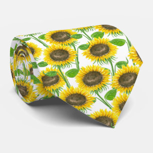 Cravate Motif d'aquarelle des tournesols