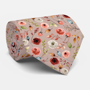 Cravate Motif d'aquarelle en terre cuite
