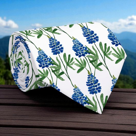 Cravate Motif d'aquarelle Fleur sauvage Bluebonnet Texas