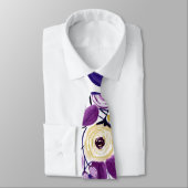 Cravate Motif d'aquarelle jaune pourpre fleuri (Attaché)