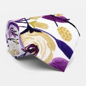 Cravate Motif d'aquarelle jaune pourpre fleuri (Roulé)