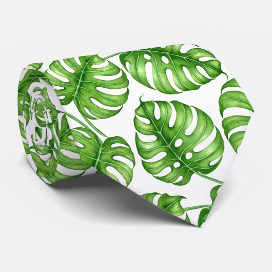 Cravate Motif d'aquarelle Monstera (Roulé)