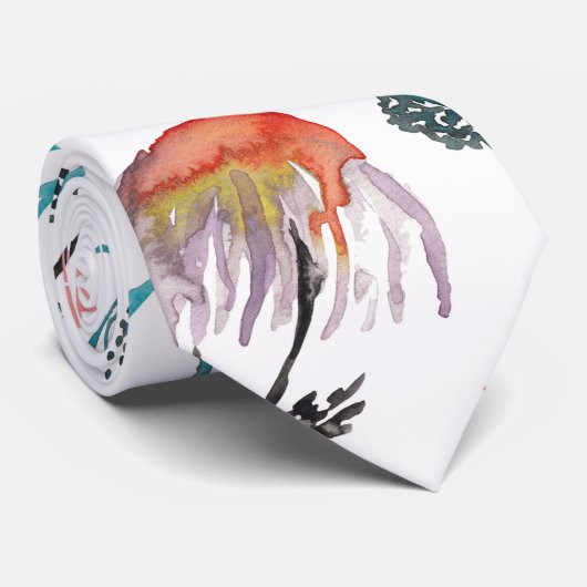 Cravate Motif d'aquarelle Orange (Roulé)