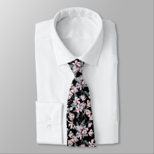 Cravate Motif d'aquarelle rose et gris