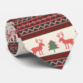 Cravate Motif d'arbre de Noël de rennes nues | Vacances (Roulé)