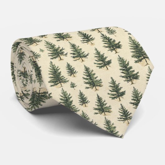 Cravate Motif d'arbre de Noël piné vintage (3) (Roulé)