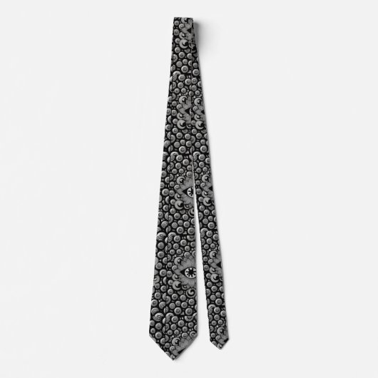 Cravate motif d'art abstrait noir et gris (Devant)