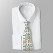 Cravate Motif d'art beige gris bleu turquoise (Attaché)