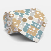 Cravate Motif d'art beige gris bleu turquoise (Roulé)