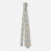 Cravate Motif d'art beige gris bleu turquoise (Dos)
