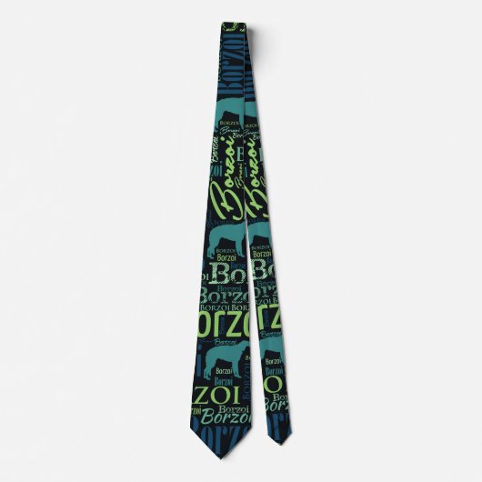 Cravate Motif d'art de mot de chien de barzoï (Devant)