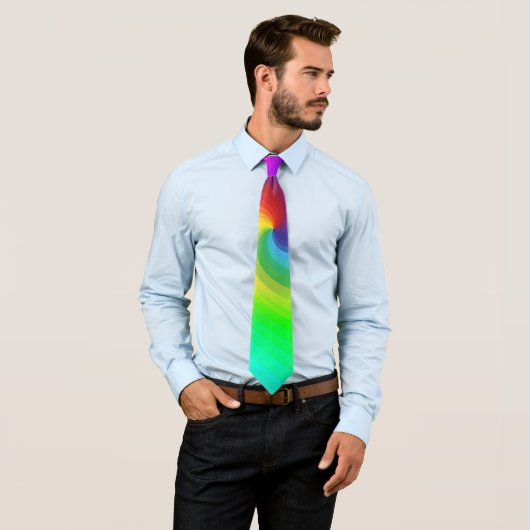 Cravate Motif d'art de Tie Tee Colorée Rainbow Swirl (En situation)