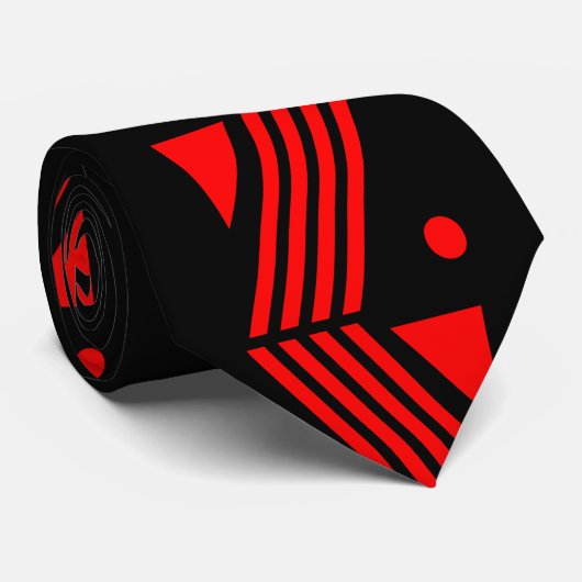Cravate motif d'art déco en rouge et le noir (Roulé)