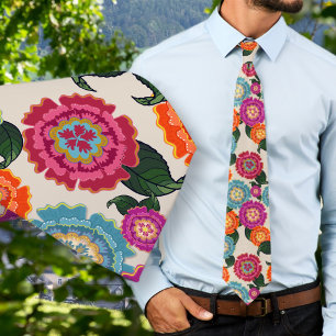 Cravate Motif d'art floral de prairie chintz