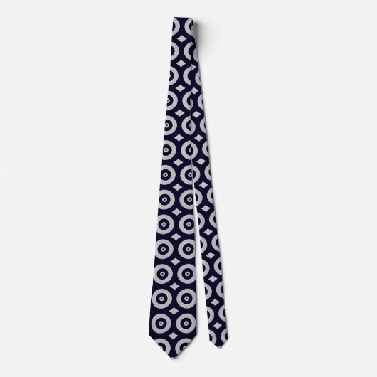 Cravate Motif d'art fractal moderne abstrait bleu blanc (Devant)