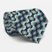 Cravate Motif d'art Hip Orange Turquoise Bleu Taupe (Roulé)