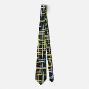 Cravate Motif d'art Lignes de grille jaune