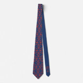 Cravate Motif d'art populaire Dala Rouge et Bleu (Devant)