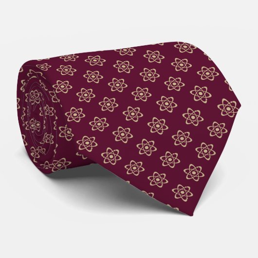 Cravate Motif d'Atom de Bourgogne et d'or (Roulé)