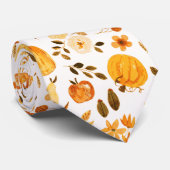 Cravate Motif d'automne avec Citrouille, Feuille : Eléganc (Roulé)