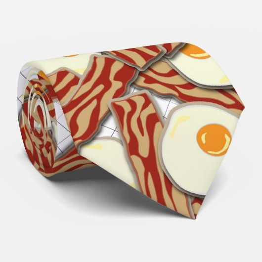 Cravate Motif de bacon et d'oeufs (Roulé)