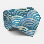 Cravate Motif de balance de poissons perles bleues (Roulé)