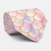 Cravate Motif de balance de sirène Pastel Iridescente (Roulé)