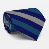 Cravate Motif de bande diagonale turquoise, gris et marine (Roulé)