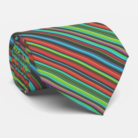 Cravate Motif de bande multicolore joyeux (Roulé)