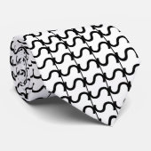 Cravate Motif de bande ondulée noir et blanc (Roulé)