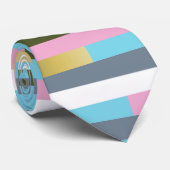 Cravate Motif de bandes de couleurs aléatoires (Roulé)